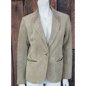 Vintage Sassoon Leather Blazer Womens  7/8 Beige Tan